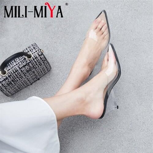 MILI-MIYA Fashion Women Pumps Transparent TPU Crystal Strange Heels Slip-On Pointed Toe Dress Shoes Plus Size 34-41 For Ladies
