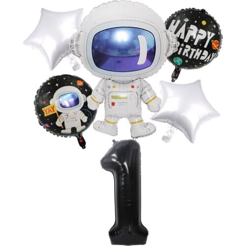 Space Galaxy Birthday Party Rocket Astronaut Foil Balloon Number Balloons Outer Space Birthday Decorations Baby Shower Globos