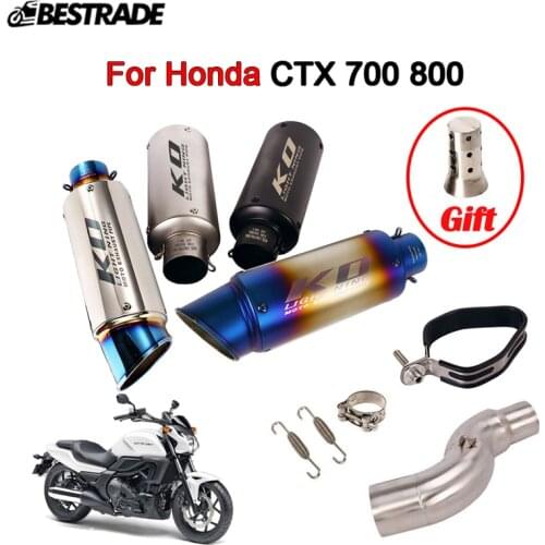 For Honda CTX 700 800 Motorycle Exhaust Pipes Baffle Muffler Tip Slip On 51mm Middle Link Tube With DB Killer Stainless Steel