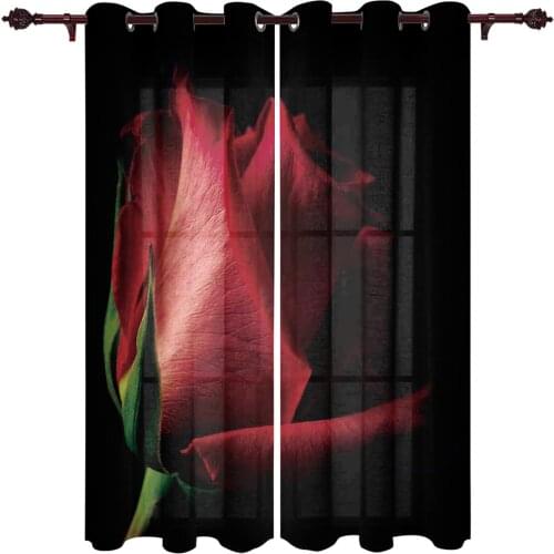 Patio Curtain Red Rose Bright Indoor Living Room Bedroom Kitchen Outdoor Drape For Porch Gazebo Pergola Canopy Beach