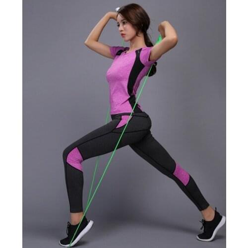 Women Yoga Set Gym Fitness Tennis Shirt+Pants Sports Clothing Running Tight Workout Yoga Leggings Sportswear Training Pants