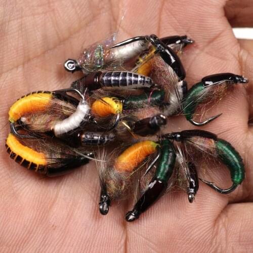 1/3 PCs Brass Bead Head Fast Sinking Nymph Scud Fly Bug Worm Trout Fishing Flies Artificial Insect Fishing Bait Lure