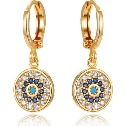 1Pair Vintage Simple Zircon Round Sun Hoop Earrings Gold For Women Gold Metal Color Crystal Small Circle Earrings Jewelry E308