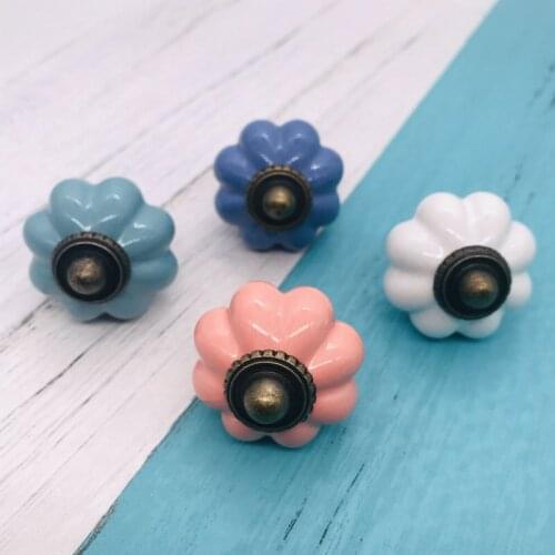 1pcs Vintage Color Multi Designed Ceramic Knobs Door Handle fit for Cupboard Kitchen Cabinet Drawer Pulls Kids Bedroom Knobs