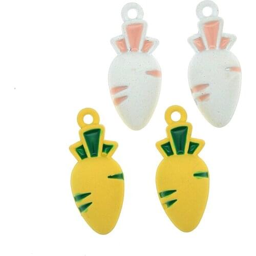 10pcs/lot Cute rubber paint Radish Metal Enamel White Radish Charms For DIY Jewelry Accessories Keychain Crafts Findings New