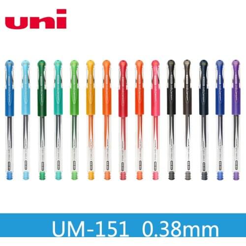 12 Pcs/Lot UNI UM-151 Water-based Ball-point Pen 0.38mm Color Gel Pen Double-ball Pen Head Writing Smooth Multi-color