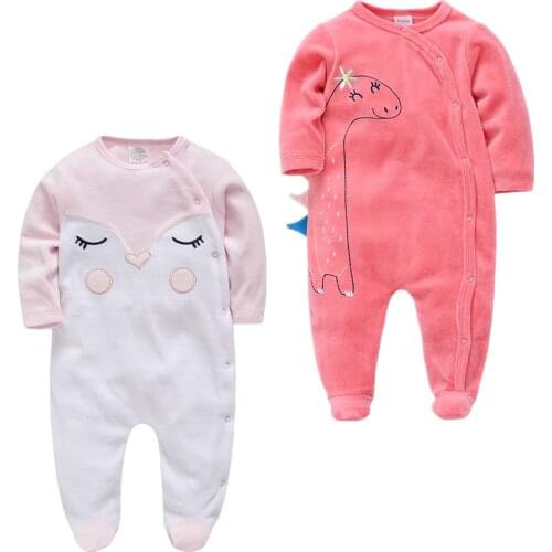 2021 Baby Girls Pyjamas Footie Newborn Baby Girls Sleepsuit Cartoon Warm Winter Christmas Infant Pajamas Toddler Pijamas De Bebe