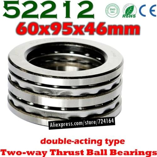 60x95x46 mm Two-way Thrust Ball Bearings 52212 Axial 52212M 38212 Plane 60*95*46 Free shipping Steel or brass cage Wholesale