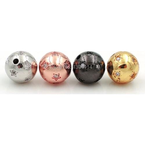 8mm Micro Pave Clear CZ Round Of Embedding Stars Beads Fit For Making DIY Bracelets Or Necklaces Jewelry