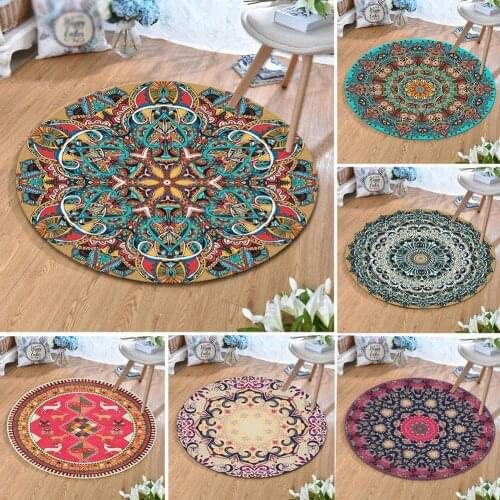 80cm Round Floor Mat Mandala Area Rug Floor Mats for Living Rooms Bedroom Bedside Rugs Carpet Sofa Bed Home Decoration Rugs