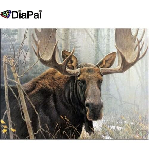 DIAPAI Diamond Painting "animal bull moose" Cross Stitch Custom Photo Diamond Embroidery Square Round Drill Home Decor A26657