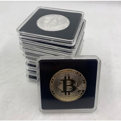Gold Plated Physical Bitcoins Bit Coin BTC With Case And Nice Gift Box Physical Metal Antique Imitation BTC Coin Art Collection