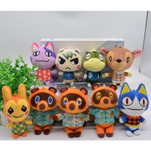 Japan Switch Animal Crossing Tom Nook Keychain Plush Backpack pendant women girl cartoon key chains Cute Backpack gift keyring