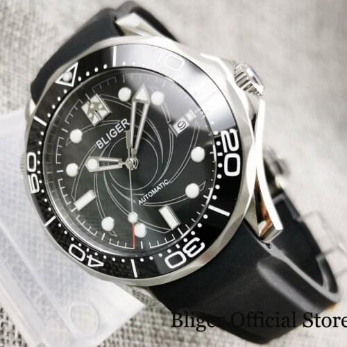 BLIGER New Men Watch Rotating Bezel MIYOTA Movement Mechanical Wristwatch Rubber Band