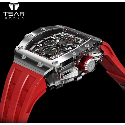 Mens Watch TSAR BOMBA Luxury Brand Waterproof 316L Stainless Steel Fashion Sport Chronograph Men Wristwatch Quartz Watches