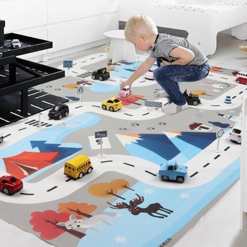 Kids Play City Road Map Waterproof Playmat Traffic Sign Block Early Education Intelligence Development Toy For Kid Birthday Gift