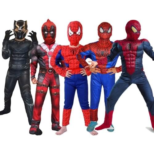 Kids Super Muscle Jumpsuit Spider boy Deadpool Venom Costumes Cosplay Halloween For Children Christmas New