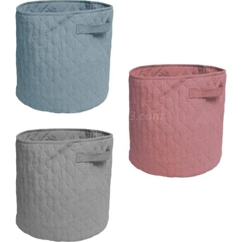 Cotton Linen Kids Toys Storage Basket with Handle Foldable Laundry Dirty Clothes Container Collapsible Home Organizer