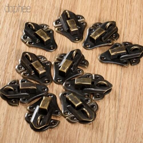 Dophee 10pcs Wooden Case hasp Vintage Decorative Jewelry Gift Box Suitcase Hasp Latch Hook Furniture Buckle Clasp Lock