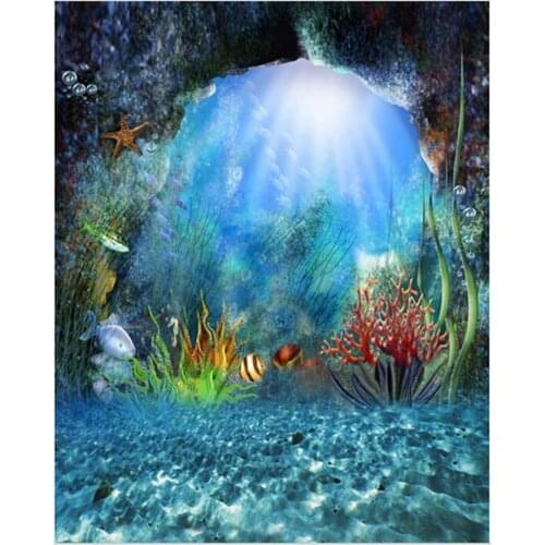 Photo Backdrop Under the Sea 5x7 Blue Ocean Tropical Fish Photo Background Infant Summer Holiday Party Backgrounds Backdrops Kid