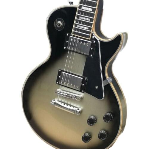 Custom electric guitar, ebony tuning fork, binding, black