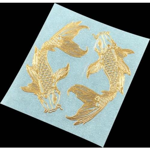 2Pcs/Pair Golden Carp Fish Epoxy Resin Mold Material Metal Sticker DIY Handmade Jewelry Fillings for Phone Case Making 40GB