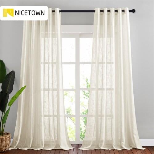 NICETOWN 11 colors Linen Texture Semi Sheer Drapes Window Sheer Curtains for Bedroom Living Room Sliding Door Cortina
