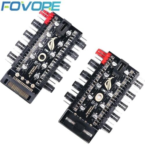 Newest 1 to 10 PC Cooling Fan Hub Splitter LED Cable PWM SATA 12V Power Supply Speed Controller Adapter For Bitcoin Miner Mining