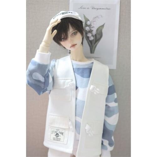BJD doll clothes suitable for 1/3 1/4 Uncle size versatile white overalls jacket doll accessories