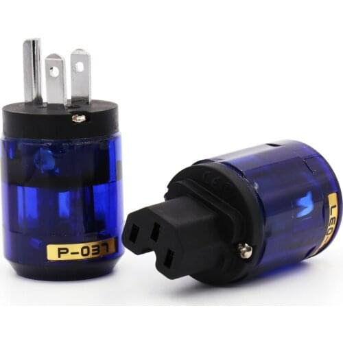 One Pair Hifi Audio P-037 Platinum Plated US Power Plug + C-037 IEC Connecter DIY Power Cable