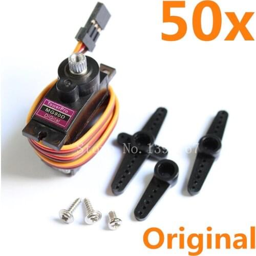 Wholesale 50P/Lot Tower Pro MG90D Digital 9g Micro Servo Metal Gear 2.5kg Torque Upgraded MG90S For RC Helicopter Plane Baby Toy