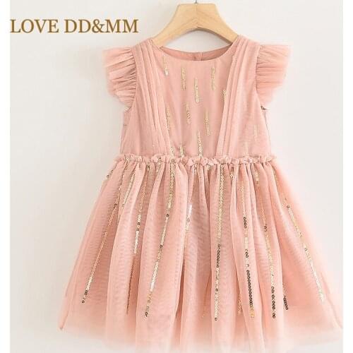 LOVE DD&MM Girls Dresses 2021 New Fashion Gradient Sequins Mesh Sleeveless Sweet Princess Dress For Girl Costume Kids Clothing