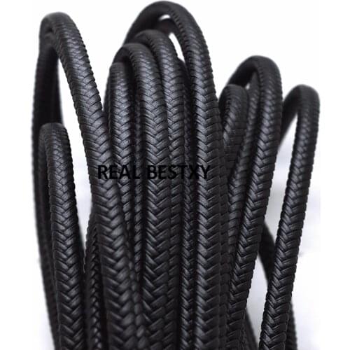 2m/lot approx 7*4mm black Flat Leather Cord Braid Rope DIY Jewelry Findings Accessories Fashion Jewelry Making Materials diy
