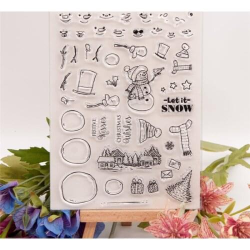 2021 Clear Stamp of Christmas Snowman House Envelope Scrapbook Paper DIY Card Painting Ink Cling Soft Seal Transparent Stencil