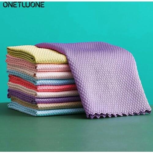 5/10/15Pcs Microfiber Cleaning Towel Absorbable Glass 30x40CM Kitchen Cleaning Cloth Wipes Window Car Rag Kitchen accessories