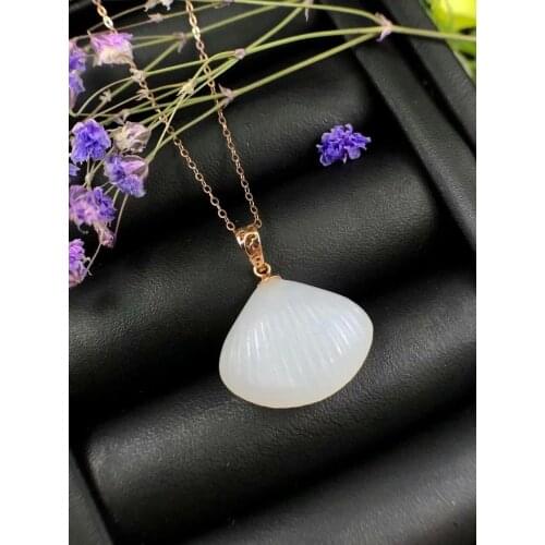 SHILOVEM 18k rose gold Natural white Jasper pendants classic fine Jewelry women wedding no necklace wholesale new yzz1518005hby