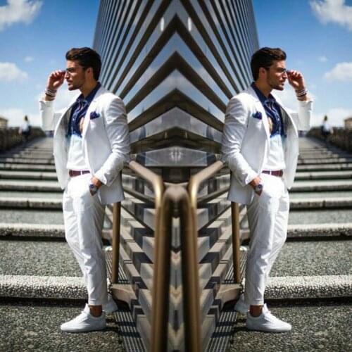 Tailored Made Business Men Suits for Wedding Groom Tuxedos White Man Blazer 2Piece Slim Fit Terno Masculino Trajes para Hombre