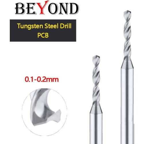 BEYOND Mask Machine PCB Twist Drill Bit Micro Small Fixed Shank Alloy Tungsten Steel Circuit Board 0.1-2.0mm 10Pcs