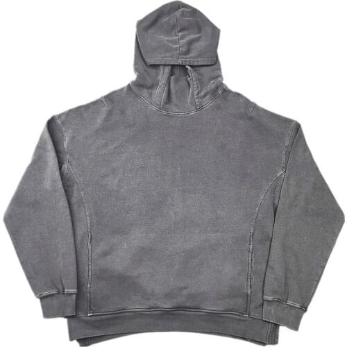 Kanye Relaxed Fit Washed Heavy Cotton Hoodie Side Slits Concealed Pocket Autumn Hip Hop Raglan Streetewear Four Colors