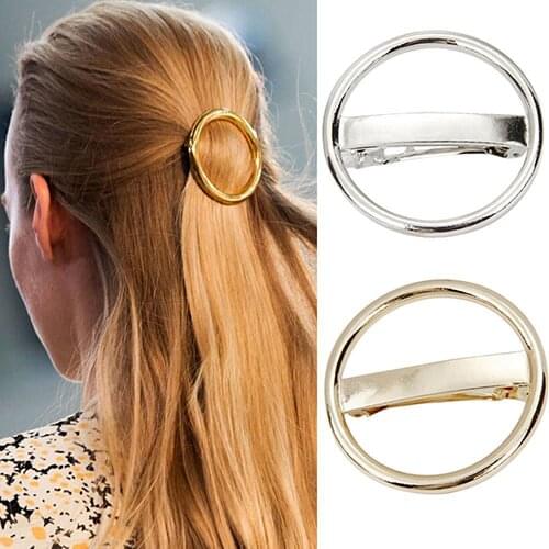 Womens Punk Circle Hairpin Golden Silver Alloy Round Hair Clip Clamp Headwear Hair Accessories крабик для волос