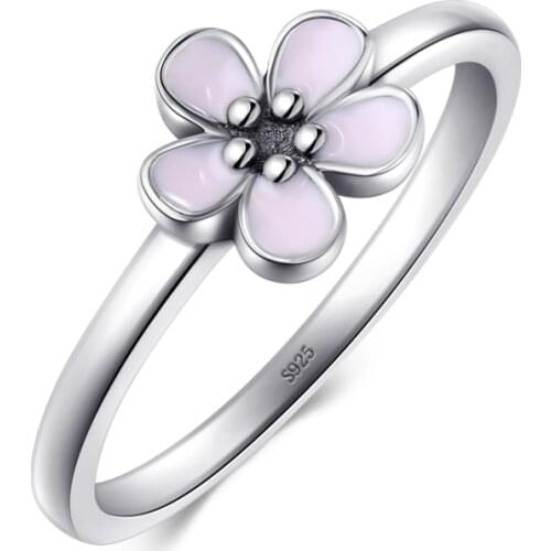 Modian Top Quality Elegant Pink Enamel Fashion Ring 100% Original 925 sterling Silver Engagement Jewelry For Women Wedding Gift