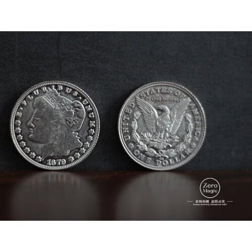 1PC Steel Morgan Dollar (3.8cm Dia) Close Up Props Accessories Illusion Appearing/Disappearing Coin Magie Magic Tricks
