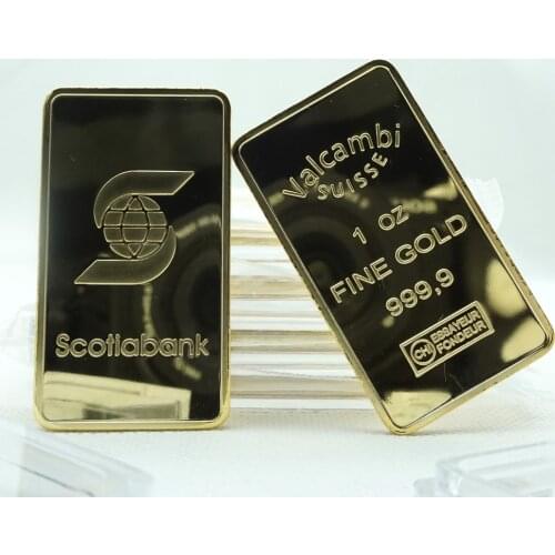 1Oz Creative Fake Gold Bar Bullion Valcambi Suisse Scotiabank Home Decor Metal Gifts Crafts Room Decoration Commemorative Coin