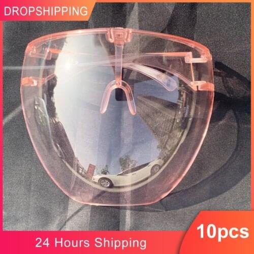 10pcs Face Mask Transparent Dust-proof Full Face Cover Outside Use Eye Protection Cover Transparent Face Mask Fast Shipping