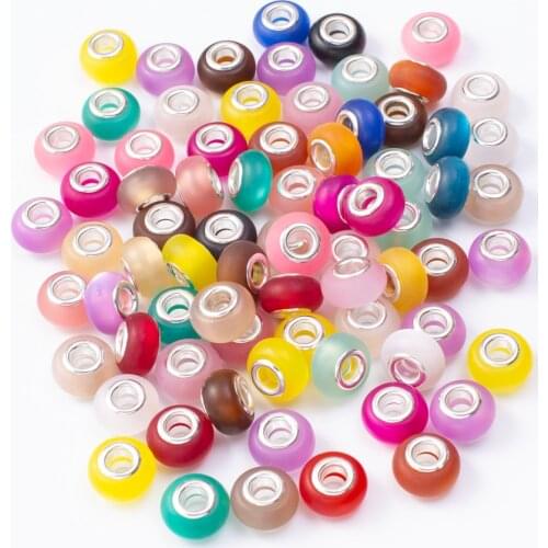 20Pcs/Lot Mix Color Silver Plated Buckle DIY Resin Plastic Bead Charm Fits for Pandora European Jewelry Bracelet js2256