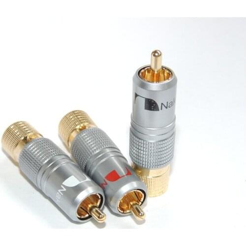 3Pcs/Lot High quality NAKAMICHI RCA Plug Locking Non solder plug connector Gold Plated