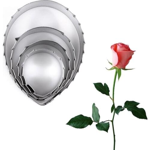 4Pcs Practical Home Kitchen Rose Leaf Shaped Cookie Cutter Fondant Tool Stainless Steel Metal Mold Cake Decorating Mould