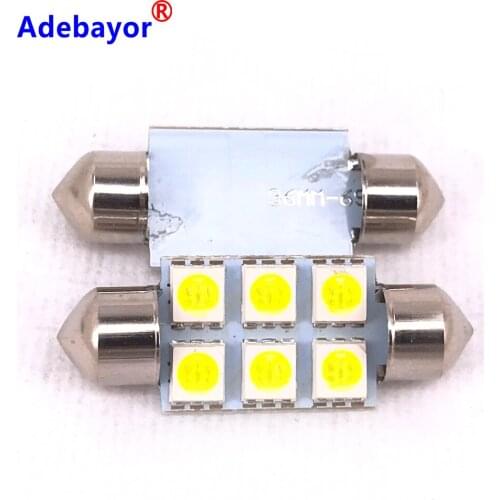 500PCs Auto Festoon 36mm 39mm 41mm 5050 6 SMD White 12V C5W Car LED Reading Dome Licence Lamp Light Canbus adebayor