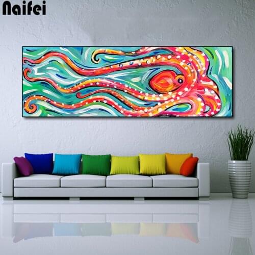 Large size Marine life full square round drill diamond Colored Octopus painting rhinestone diamond embroidery mosaic decor