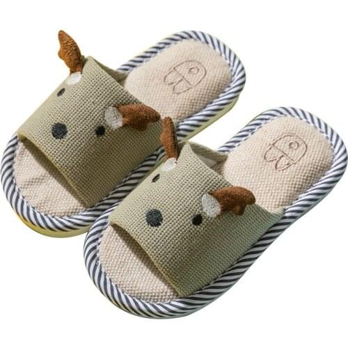Kids Cute Cartoon House Girls Slippers Winter Warm Plush Floor Slides Indoor Bedroom Boys Fluffy Slippes Deer Fashion Shoes Hot